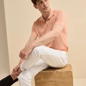 Polo Mezza Manica in Cotone Crêpe - ROSA ANTICO