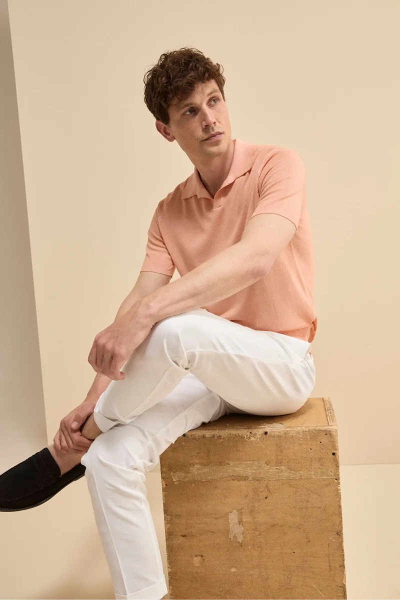 Polo Mezza Manica in Cotone Crêpe - ROSA ANTICO - immagine 2