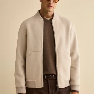 Bomber in Lana con Zip - GHIACCIO