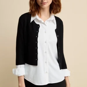 Cardigan corto con bottoni - NERO