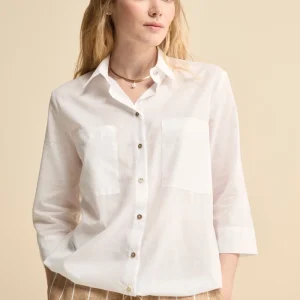 Camicia Over in Cotone con Coulisse - PANNA