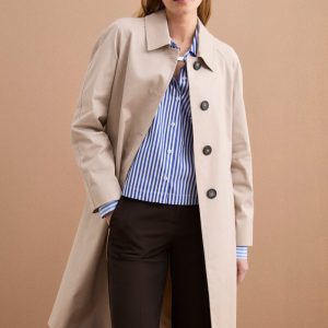 Trench Monopetto Foderato con Collo a Camicia - SABBIA