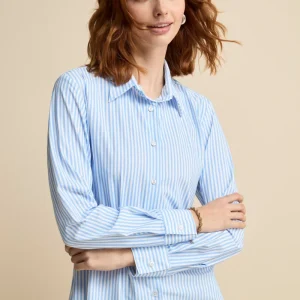 Camicia Fantasia Over in Tessuto Tecnico - AZZURRO RIGATO