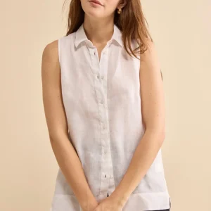 Camicia Over Smanicata in Lino - BIANCO