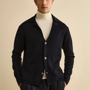 Cardigan con Tasche e Bottoni in Misto Lana - BLU
