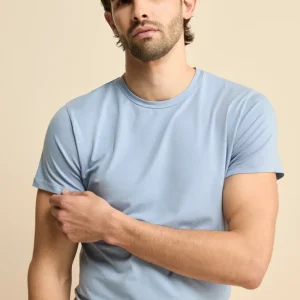 T-Shirt Girocollo in Jersey di Cotone - AZZURRO