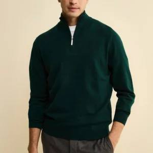 Lupetto con Zip in Lana e Cashmere - VERDONE