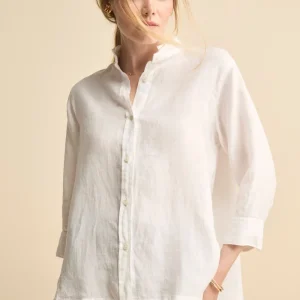 Camicia Over Coreana in Lino - BIANCO