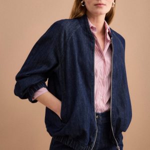 Bomber di Jeans Sfoderato con Zip - DENIM