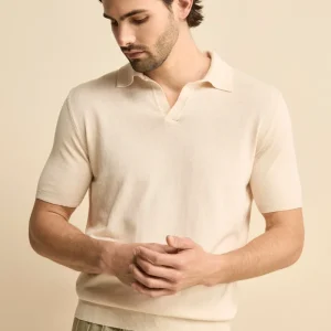 Polo in Maglia di Cotone Crêpe - LATTE
