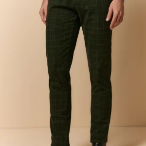Pantalone Slim Fit in Cotone - VERDE QUADRI