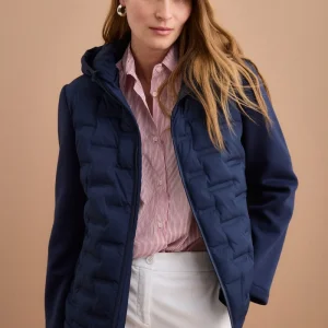 Giubbino Trapuntato Doppio Tessuto con Cappuccio - BLU