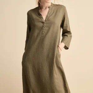 Caftano Lungo in Puro Lino - VERDE MILITARE