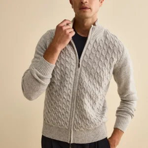 Bomber Lupetto a Trecce in Lana - GRIGIO MELANGE