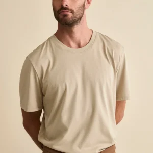 T-Shirt in Misto Cotone e Bambù - SABBIA