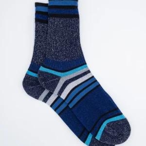 Calze Corte a Righe in Lurex - BLU/JEANS