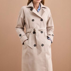 Trench Doppiopetto in Cotone con Cintura - SABBIA