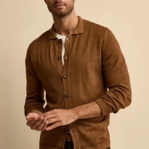 Cardigan Regular Fit in Lana Merino - TABACCO