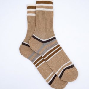 Calze Corte a Righe in Lurex - ORO/BIANCO