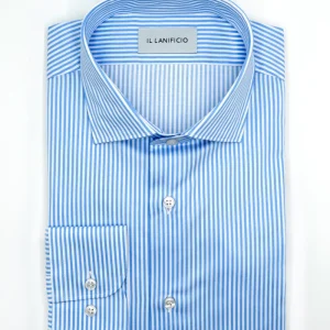 Camicia Twill Custom Fit collo Francese - AZZURRO RIGATO