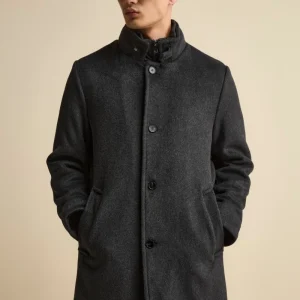 Cappotto Midi in Misto Lana con Pettorina Removibile - ANTRACITE