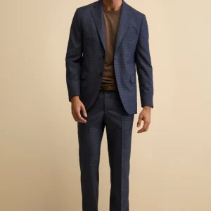 Abito Check Comfort Fit in Lana Vergine - FANT. BLU