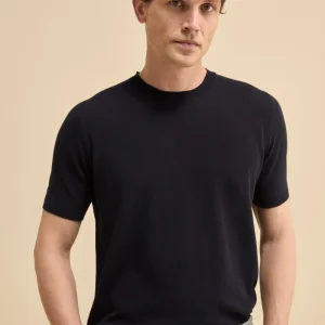 T-shirt in Maglia di Cotone Crêpe - BLU