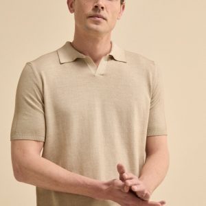 Polo Mezza Manica in Cotone Crêpe - PANNA