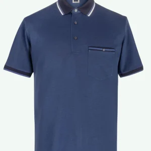 Polo Piquet in Filo di Scozia con Taschino - BLU MELANGE