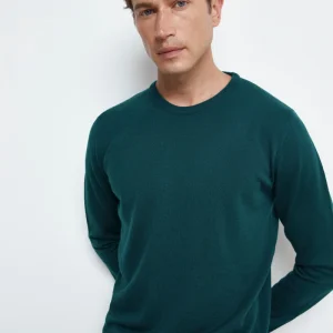 Pullover Girocollo in Lana Merino - VERDE SCURO