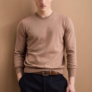 Maglia girocollo in cotone - CAPPUCCINO