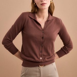 Cardigan Polo in Cotone - TERRA