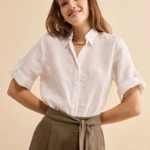 Camicia Over in Lino con Risvolto - BIANCO