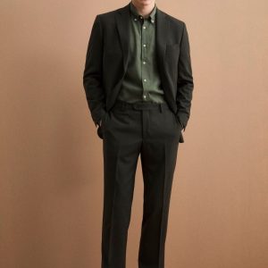 Abito Monopetto Foderato in Lana Vergine - VERDE