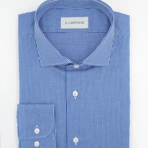 Camicia Check Custom Fit in Twill di Cotone - BLU QUADRI