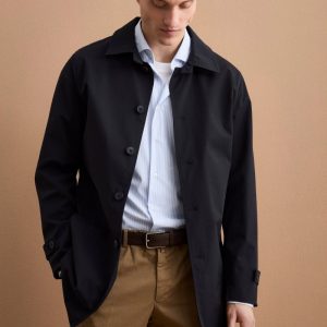 Trench Corto Impermeabile Foderato - BLU