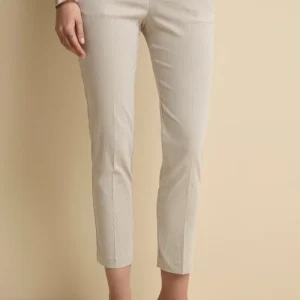 Pantalone Cropped in Bengalina - BEIGE RIGATO