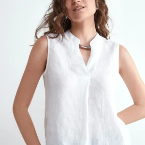 Top in lino - BIANCO