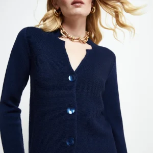 Cardigan in lana Merino - NAVY