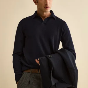 Polo Derby in Lana Merino con Toppe - BLU