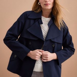 Trench Corto Doppiopetto in Cotone - BLU