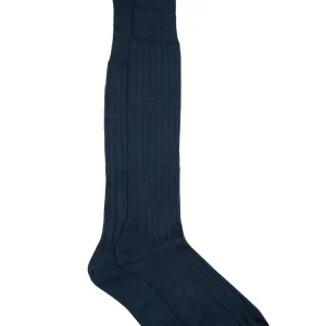 Calze Lunghe a Coste in Filo di Scozia - BLU