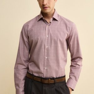 Camicia Custom Fit in Fantasia Pied de Poule - P/P BORDEAUX
