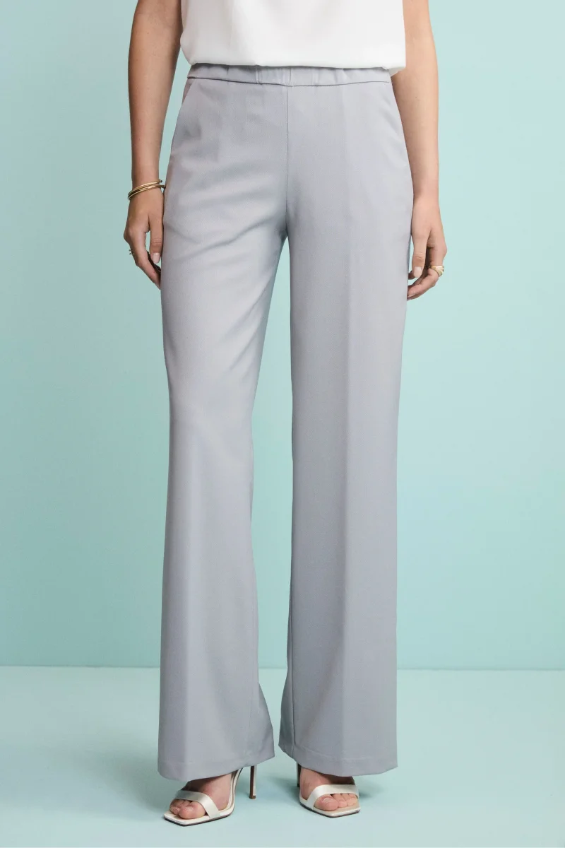 Pantalone a Palazzo in Lana Vergine - GRIGIO CHIARO