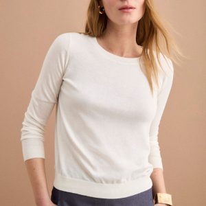 Maglia Girocollo Boxy in Cotone - PANNA