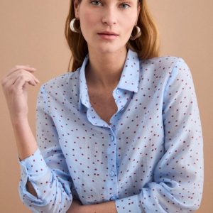 Camicia Boxy con Manica Lunga - POIS BORDEAUX