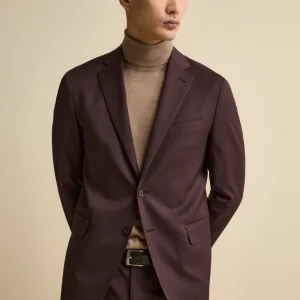 Abito Regular Monopetto in Lana Vergine con Revers Classico - BORDEAUX
