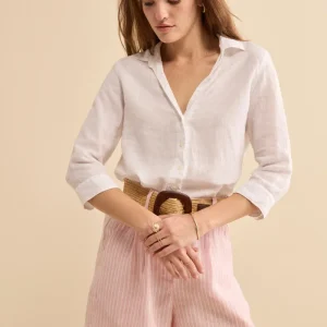 Camicia Regular Fit in Lino - BIANCO
