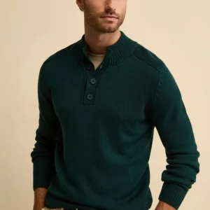 Lupetto con Bottoni in Lana Vergine Mouliné - VERDE