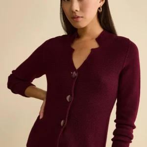 Cardigan in lana Merino - BORDEAUX